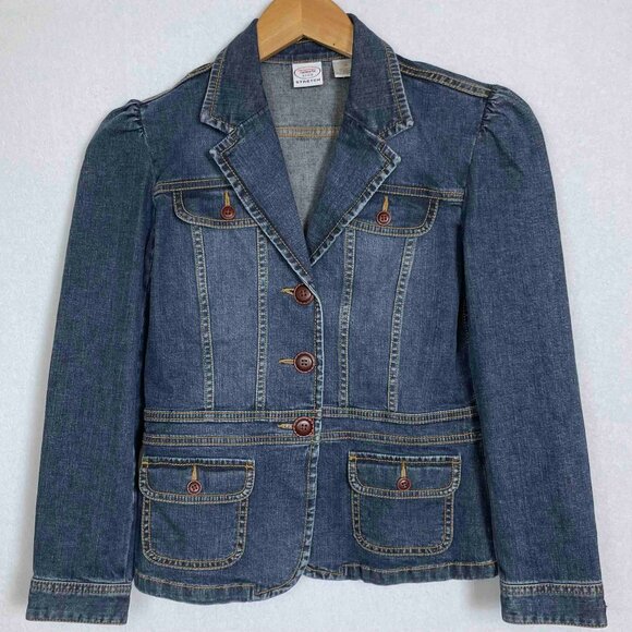 Talbots Kids Denim Jacket Blazer Girls Size 14 with Stretch - Picture 1 of 5
